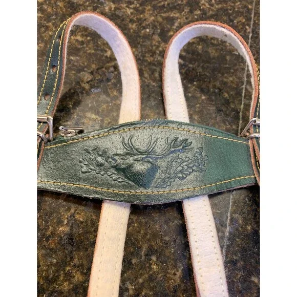 1960s Vintage Leather Suede LEDERHOSEN German Oktoberfest Festival Shorts Child - Picture 4 of 11